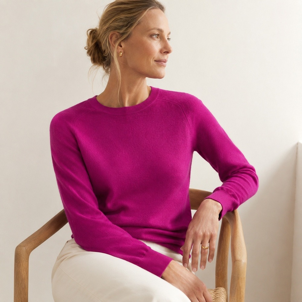 Banana Republic Italian Merino Wool Blend Sweater Womens Size S Pink Crew Luxury